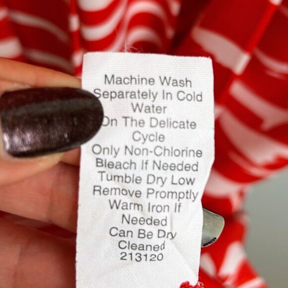 Cabi Brushstroke Button Down Sleeveless Dress Red White Striped Fit & Flare XS - Picture 13 of 14